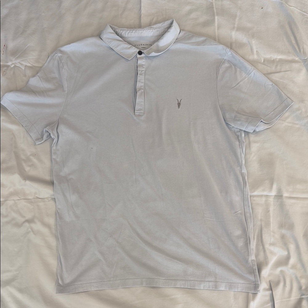 All Saints Blue Polo Shirt Classic Design